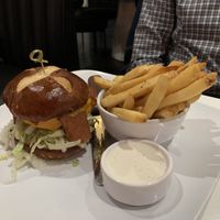 Burger with fries was so goodd  at The Modern Vegan in Las Vegas