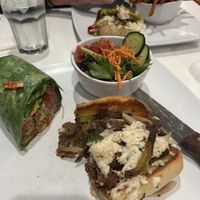 Crab cake wrap & Philly cheesecake   at The Modern Vegan in Las Vegas