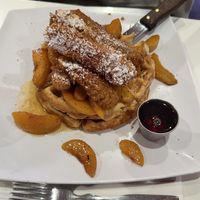 Hot Georgia Peach Chicken and Waffles  at The Modern Vegan in Las Vegas