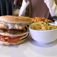 Regina George Burger with a side of mashed potatoes   at The Modern Vegan in Las Vegas