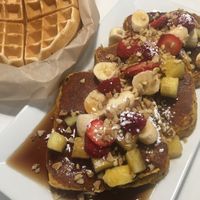 Frenchie & waffle on the side 🤩 at The Modern Vegan in Las Vegas