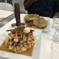 Chicken and waffles, biscuits and gravy  at The Modern Vegan in Las Vegas