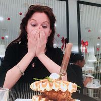 The Chicken N Waffles w mashed potatoes on the bottom!! at The Modern Vegan in Las Vegas