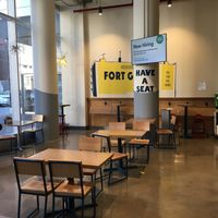 Seating area to eat your wares inside the store at 365 by Whole Foods Market in Brooklyn