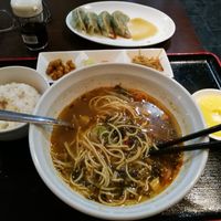 Spicy noodles set, with side of gyoza at Ren - Nakagyo Ward in Kyoto