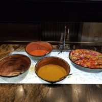 So many salad dressings and veggies at Walt Disney World - Tusker House Restaurant in Lake Buena Vista