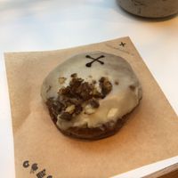 Sourdough doughnut with cream filling  at Crosstown Doughnuts Vegan in London