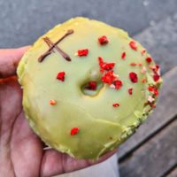 Pistachio & strawberry doughnut at Crosstown Doughnuts Vegan in London