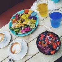 Bowls and salad from the salad buffet at Ginger - Radhusplatsen in Helsingborg