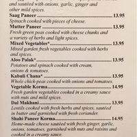 Vegetarian (and Vegan) Specialties  at Indian Pavilion in Hyannis