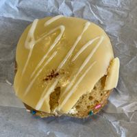 Don’t call this a lemon donut because it’s clearly passion fruit (she was a snarky little thing$ at Eat Good Market Deli - Pineapple Express Bistro in Vernon