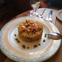 Curried rice with mushrooms, almonds and tofu at Canadu in Malaga