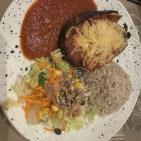 Eggplant with brown ricee  at Canadu in Malaga