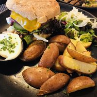 Beyond meat burger with lemon mayo  at Bhalu in Nijmegen