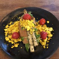"scrambled tofu and tomato sandwich"  at Bhalu in Nijmegen
