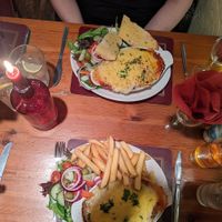 Vegan lasagne with salad and a choice of chips or garlic bread  at Charlie Brown's Diner in Eastbourne