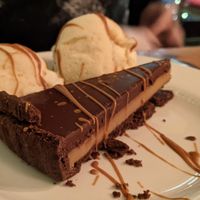 Trillionaires Torte. Gooey and delicious! (vegan and gluten-free apparently) at Charlie Brown's Diner in Eastbourne