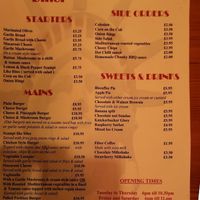 Vegan Menu at Charlie Brown's Diner in Eastbourne