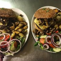 Vegan Burger with Mushrooms at Charlie Brown's Diner in Eastbourne