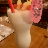 Vegan Pina Colada a meal in it’s self !  at Charlie Brown's Diner in Eastbourne