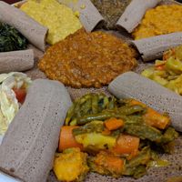 Vegetarian sampler platter...all vegan! at Eritrean & Ethiopian Cafe in Tulsa