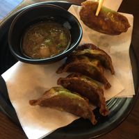 deep fried vegan gyoza at RAKKAN Ramen - DTLA in Los Angeles