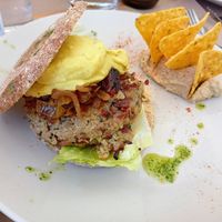 Quinoa burger at Bio.Tequim Vegetariano Restaurante in Tavira