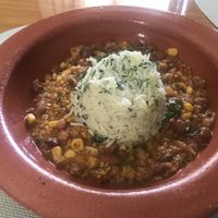 Chili and rice   at Bio.Tequim Vegetariano Restaurante in Tavira