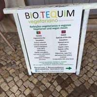 Sign outside at Bio.Tequim Vegetariano Restaurante in Tavira