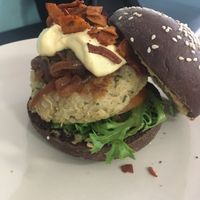 Quinoa burger at Bio.Tequim Vegetariano Restaurante in Tavira