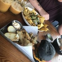Vegan Burger and nachos  at Tiendas Naturales in Rosario