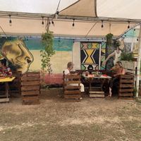 Garden seats at Huitzilli Saludable in Merida