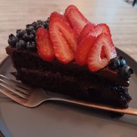 Chocolate cake at Huitzilli Saludable in Merida