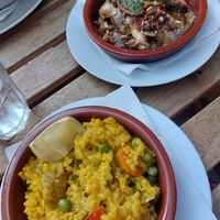 Paella & Mushrooms Pil-pil at El Vegetariano de la Alcazabilla in Malaga