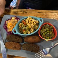 Vegetarian croquettes with three garnishes. at El Vegetariano de la Alcazabilla in Malaga