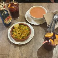 Gazpachio and Paella  at El Vegetariano de la Alcazabilla in Malaga