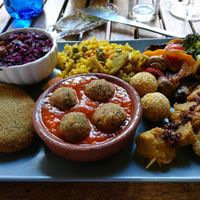 mixed vegan plate  at El Vegetariano de la Alcazabilla in Malaga