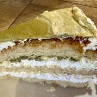 Vegan pistachio cream cake  at El Vegetariano de la Alcazabilla in Malaga