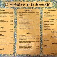 Food menu  at El Vegetariano de la Alcazabilla in Malaga