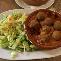 started eating my seitan meatballs at El Vegetariano de la Alcazabilla in Malaga