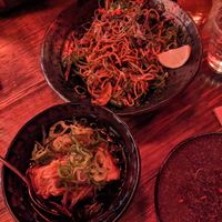 Agedashi tofu and Yakisoba (bad lighting for photos) at Bar Wa Izakaya in Hobart
