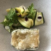 Raw zucchini, delicately delightful  at Aloft in Hobart