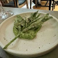 tempura saltbush + green goddess  at Aloft in Hobart