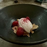 coconut, honeycomb, rhubarb + raspberry nb there was no honey used in the honeycomb   at Aloft in Hobart