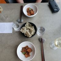 Tapioca and Noro crackers, parsnip squares and mushrooms. Full of flavour at Aloft in Hobart