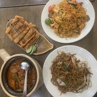 Fried noodles curry chicken   at Gaya Vegetarian in Kota Kinabalu