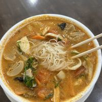Tom Kha with lions mane mushrooms  at Gaya Vegetarian in Kota Kinabalu