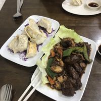 Dumplings and satay lamb at Gaya Vegetarian in Kota Kinabalu