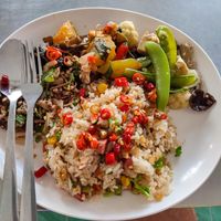 Veggie Fried Rice with vegetables at Raan Midr J - ร้าน มิตรเจ in Udon Thani