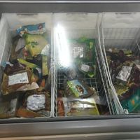 they have a freezer case with mock meats at Raan Midr J - ร้าน มิตรเจ in Udon Thani